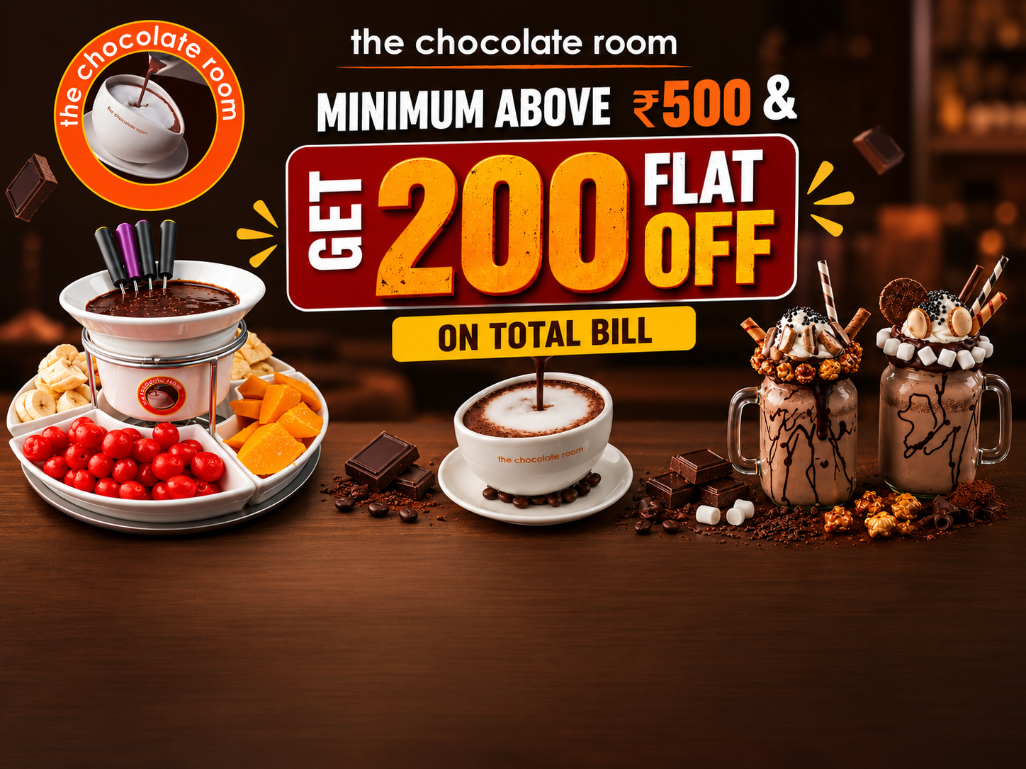 BONUS OFFER : On Minimum Billing Of Rs. 500/- & Above You Will Get A Flat Discount Of Rs. 200/- On A- La Carte Bill.