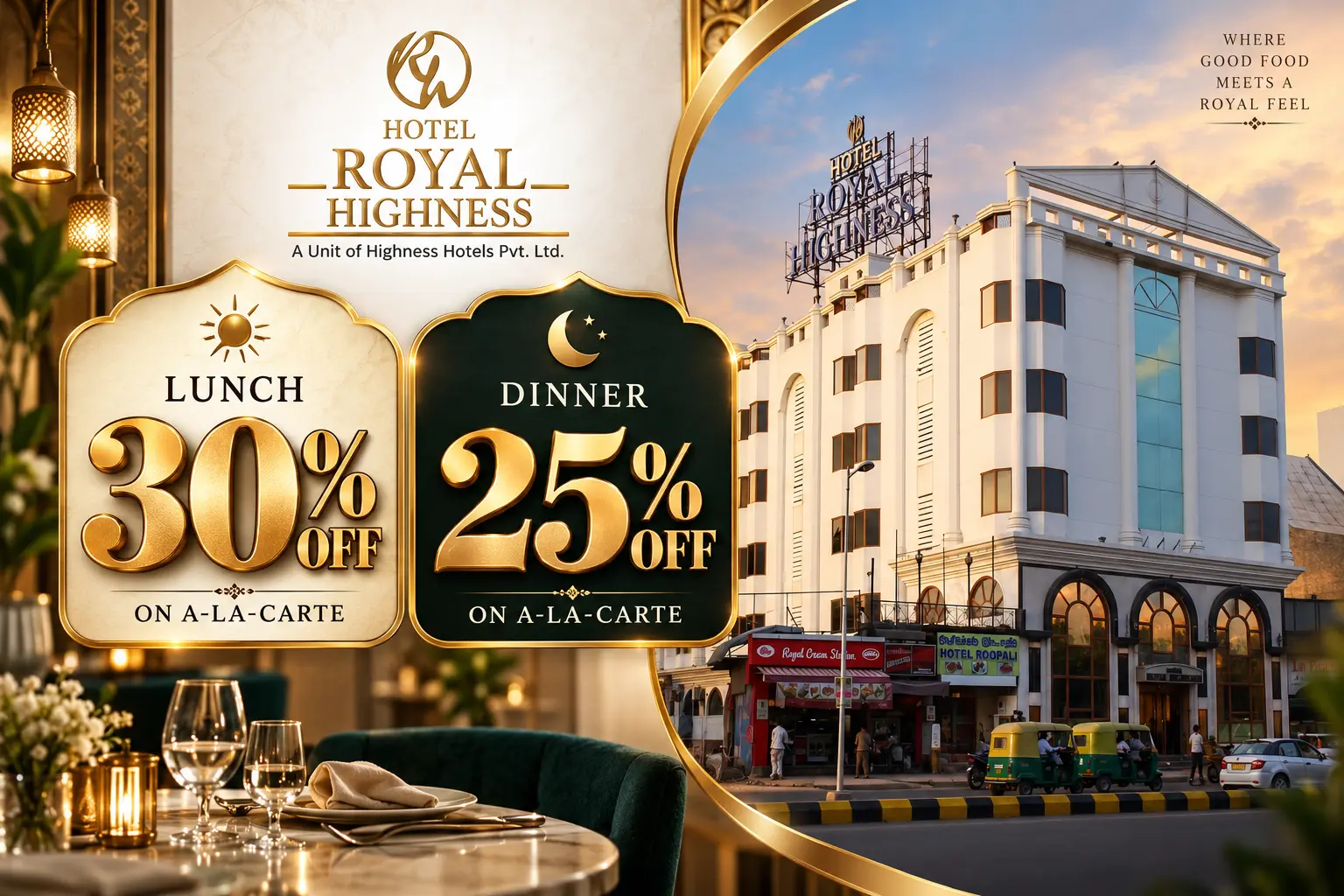 LUNCH MENU ITEMS : Flat 30% off on your A-la-Carte Bill.
